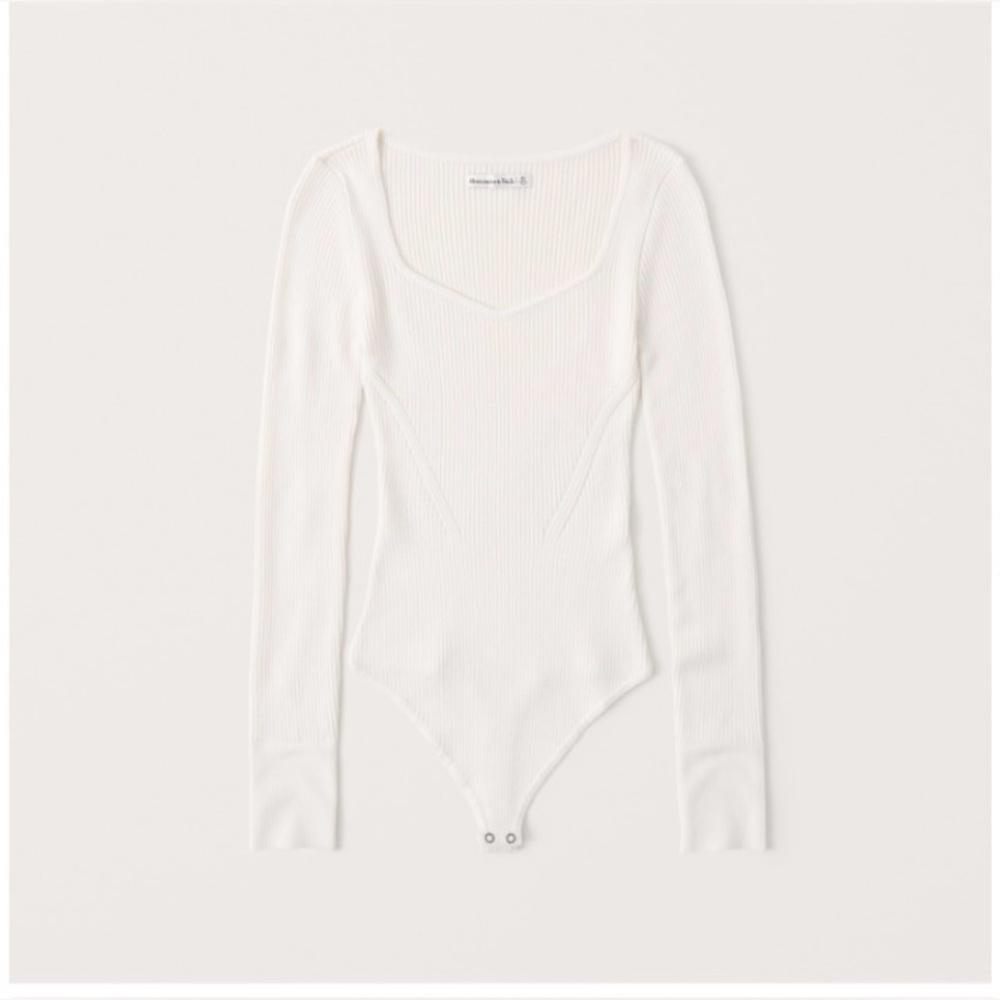 Abercrombie sweetheart sweater bodysuit in off-white